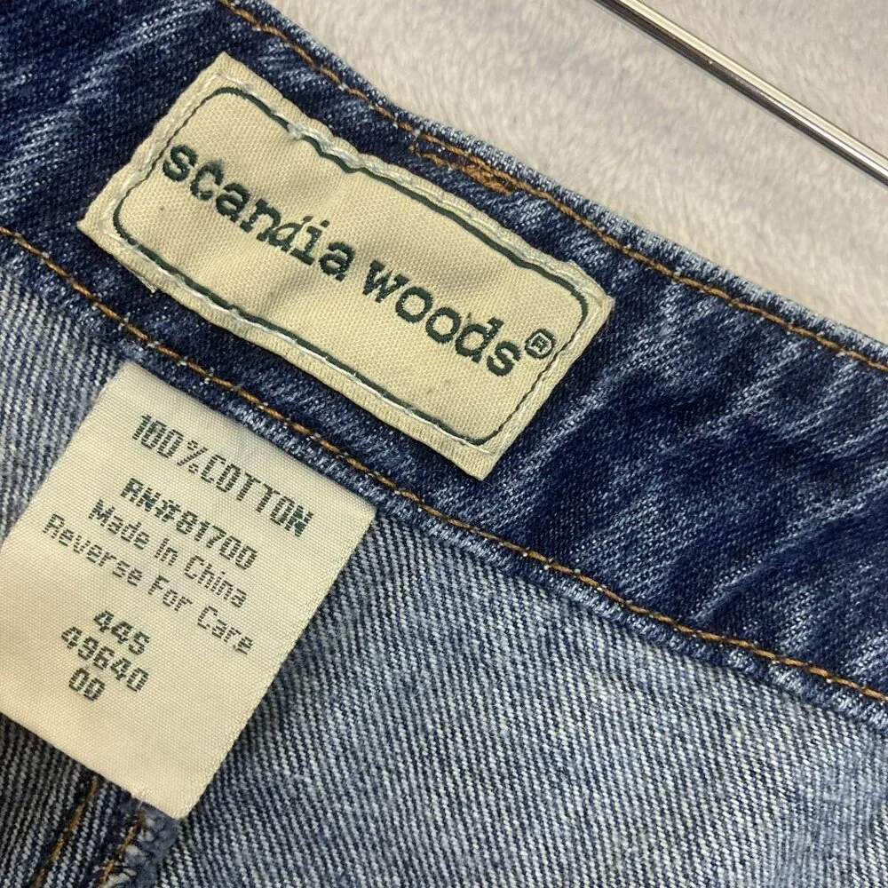 Vintage Scandia Woods Cropped Cargo Jeans Mens 43x24 Blue Workwear Utility Pants